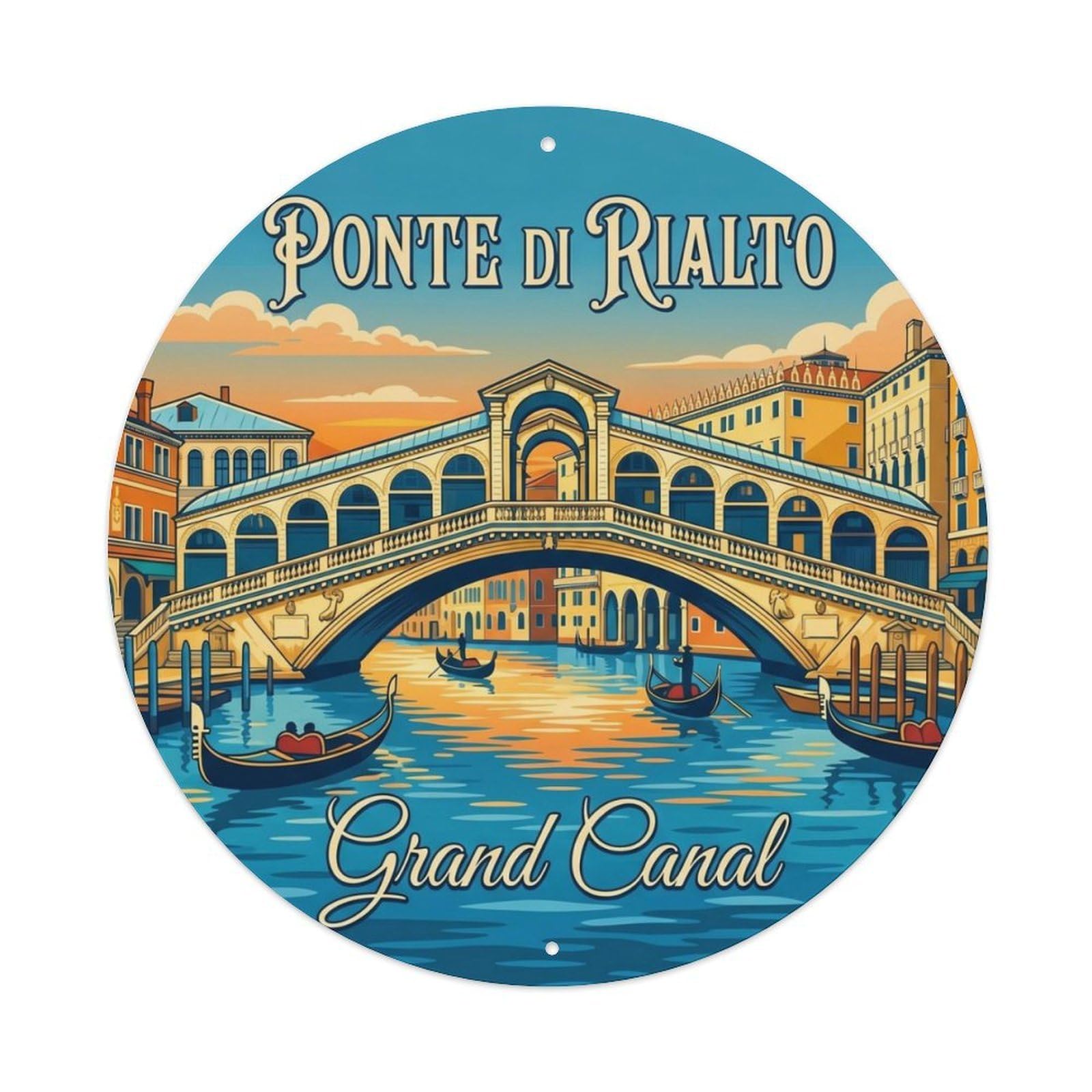 Fqnyr Style Vintage Travel Rialto Bridge Italy Metal Tin Sign