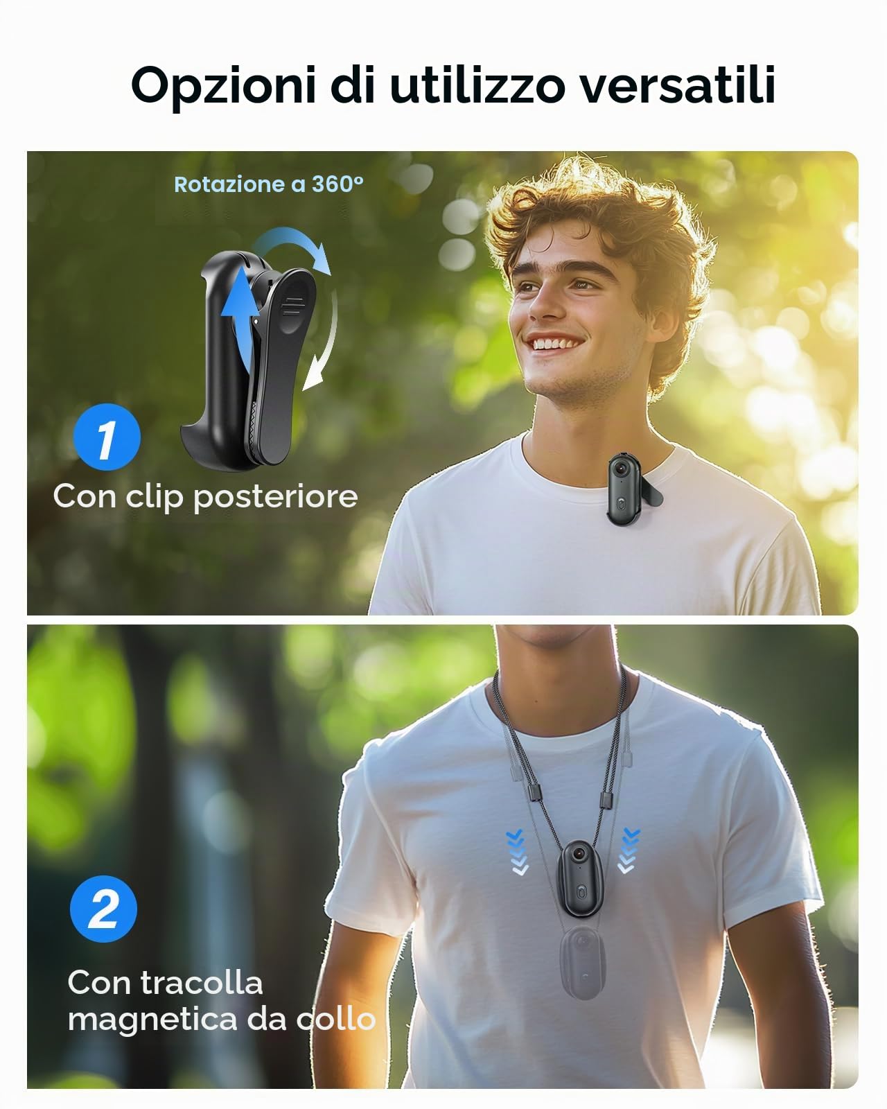 BOBLOV W4 4K Bodycam - Fotocamera per corpo Mini, con clip girevole a 360° e clip magnetica, 90 minuti per registrazioni, lezioni, viaggi, passeggiate con animali domestici (4K 64GB)