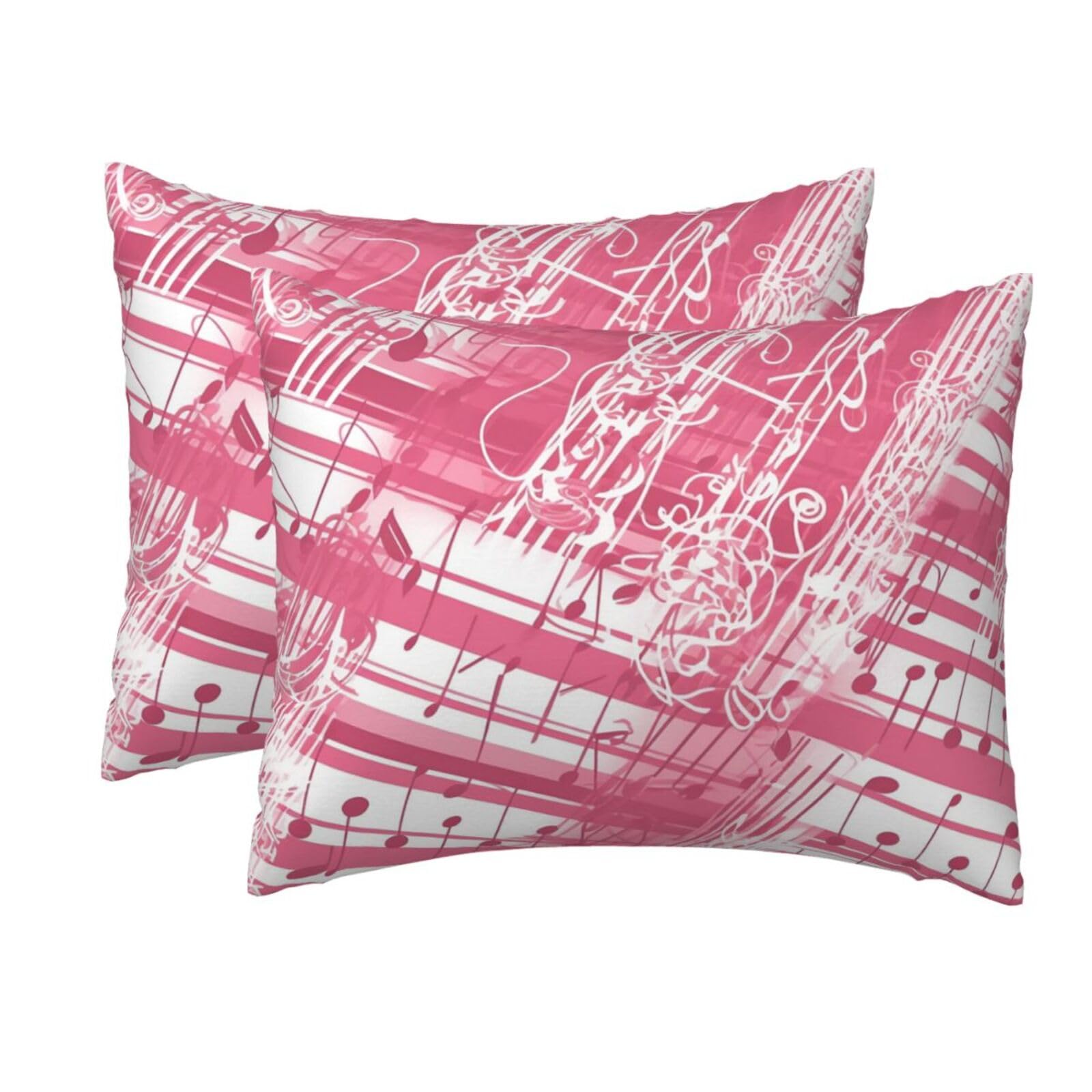 2 Pack Standard Size Pillow Cases for Hair and Skin Soft Breathable Pillow Case Covers with Hidden Zipper Piano Music Notes Pillowcase 20x26 Inches Pillow Cover for Sleeping Gift