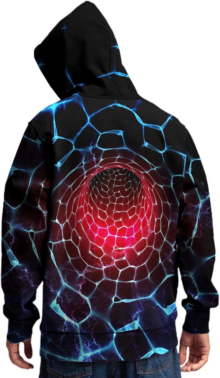 Unisex Novelty 3D Printed Hoodies Long Sleeve Sweatshirts for Men Women with Big Pockets