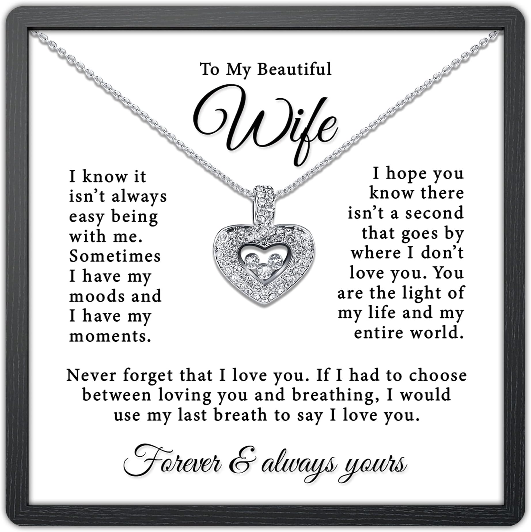 To My Wife Necklace from Husband - Soulmate, Girlfriend, Fiance Gift for Anniversary, Birthday, Christmas, Valentine's Day, Mother's Day - Romantic Wife Christmas Gift ideas