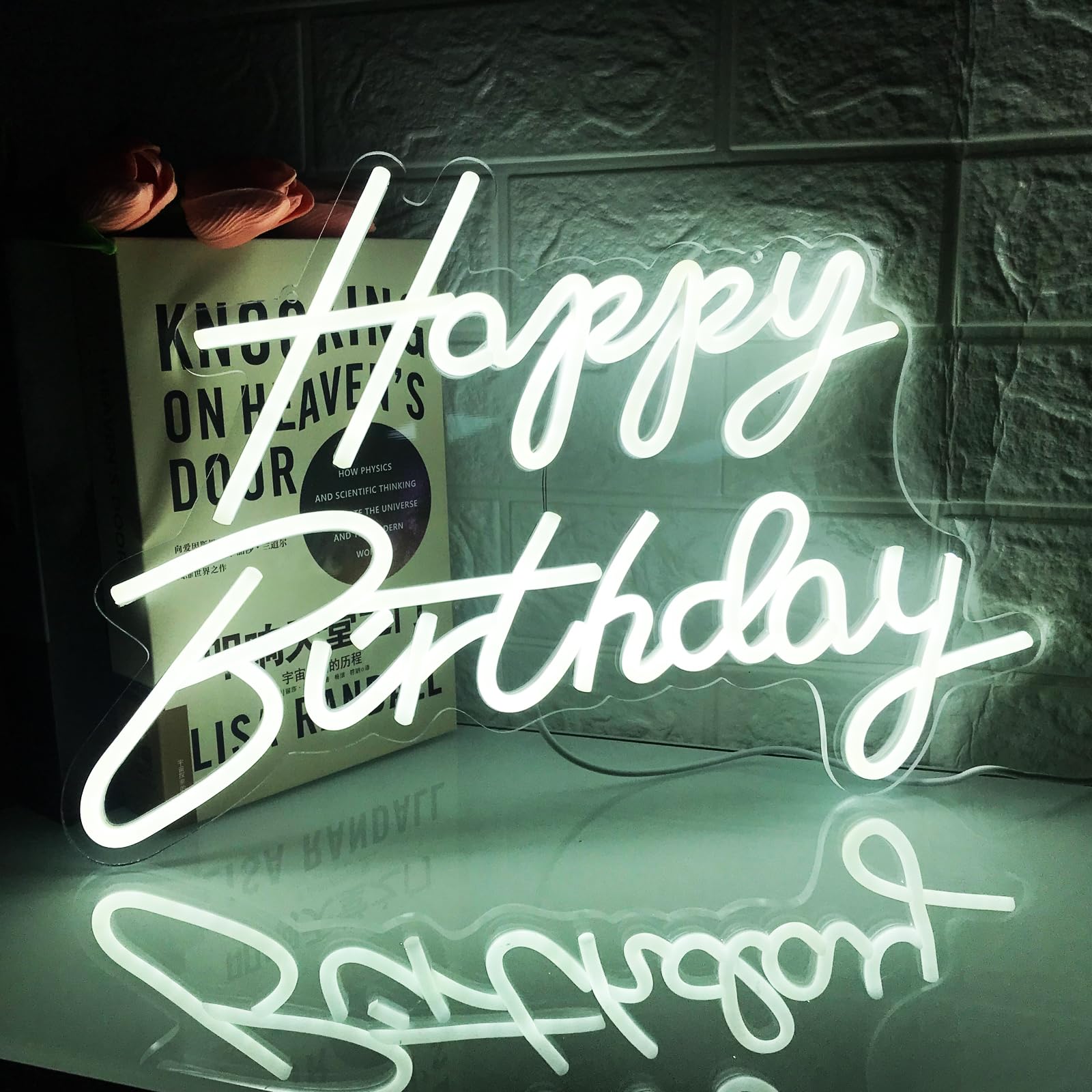 Happy Birthday Neon Sign Reusable White LED Neon Night Light Birthday Party Decorations USB Operated Decorative for Backdrop Party Bedroom Wall Décor 5v,16.5"*11"
