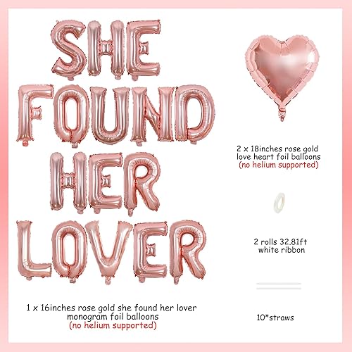 Miniatura 6 de Cartel de globos con texto en inglés "She Found Her Lover", decoraciones de despedida de soltera, globos de fiesta de despedida de soltera de oro