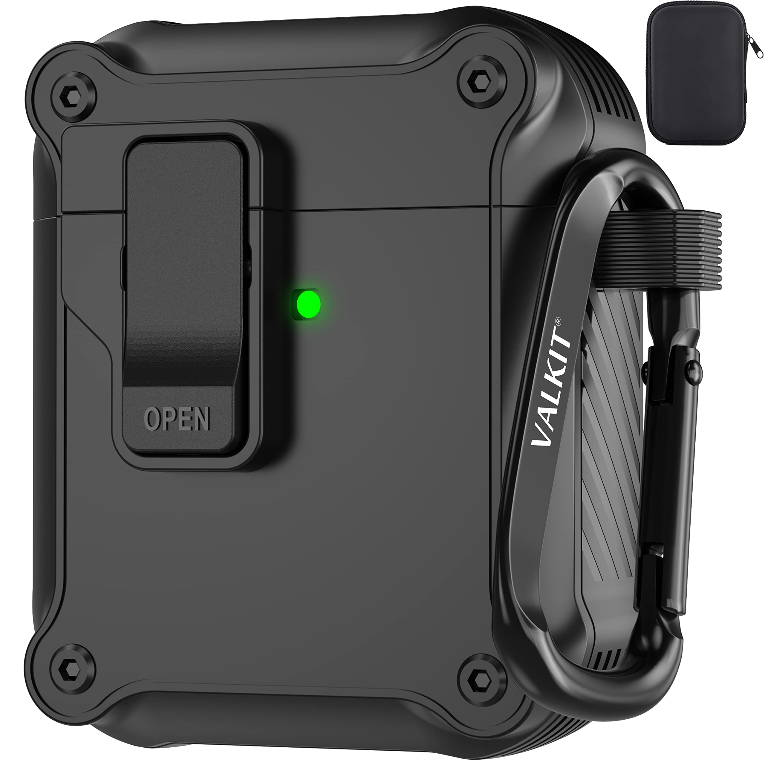Valkit Compatible Airpods Case Cover with Lock, Military Rugged Shockproof AirPods Case 2nd Generation for Men Women Hard Shell Protective Skin with Keychain for Air Pod 2 & 1 Charging Case