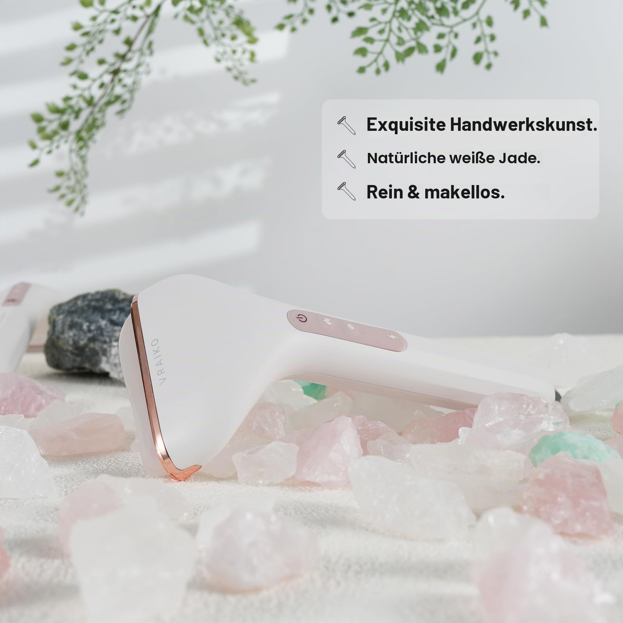 VRAIKO Gua Sha Gesichtswerkzeuge, elektrisches Guasha, Gesichtsmassagegerät mit Wärme & Vibration & LED-Lichttherapie, für Anti-Aging, Facelift, Falten-und Schwellungsreduzierung (White Jade)