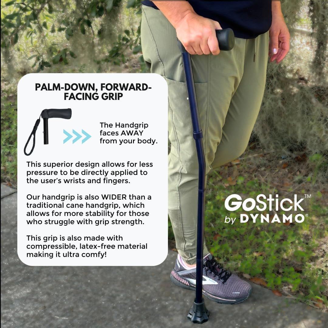 Dynamo GoStick Folding Cane - The Best Cane Ever - Designed for Stability and Balance - Folding and Adjustable Walking Cane, Heavy Duty, Travel-Friendly and Stylish - Men & Women