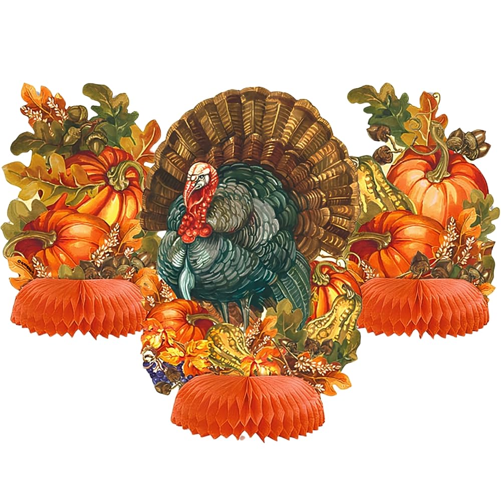 Centres de table en nid d'abeille Thanksgiving déco automne et fête de récolte - 2