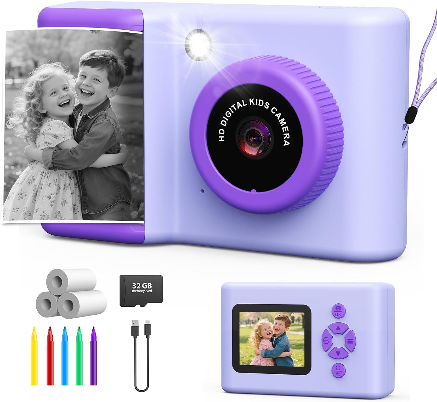 Youngsters Digital camera Instantaneous Print, 20MP 1080P Video Instantaneous Print Digital camera for Ok…