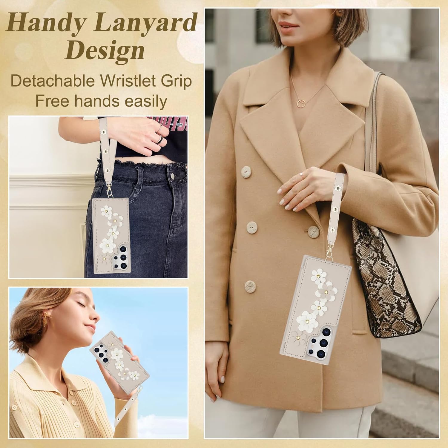 for Samsung Galaxy S25 Ultra Case with Wallet, Magnetic Snap Flip Leather Cover with Flower Design Credit Card Holder Stand Wristband,Samsung S25 Ultra Protective Phone Case for Women - Image 6