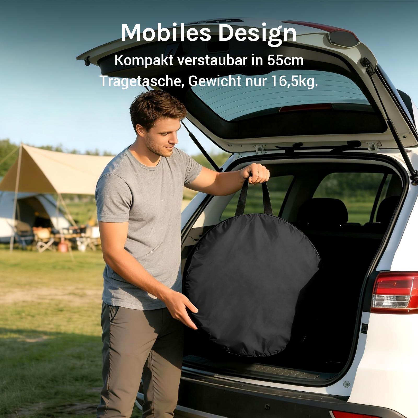 WolfWise Pop-Up Duschzelt Camping & Umkleidezelt – Kompakt & Leicht 2kg mit Tasche, Schneller Aufbau, WC- und Privatzelt, Wasserfest, UV-Schutz, Outdoor, Strand, Wandern, 1,9m/2,1m, Schwarz/Grün/Blau