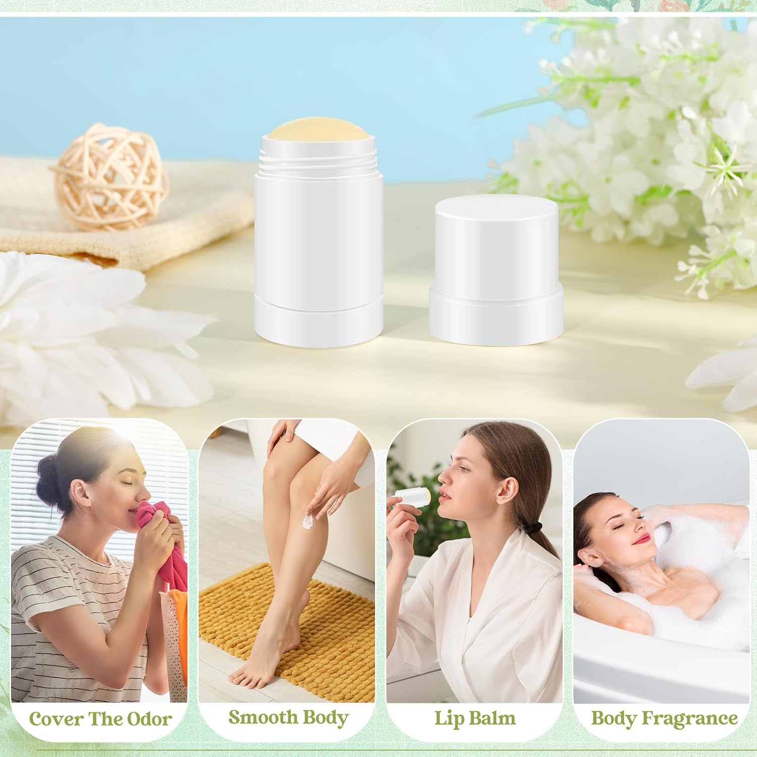 Teenyyou 30 Pcs 30ml/1oz Empty Deodorant Containers Twist Up Filling Bottle Refillable Plastic Deodorant Holder Tube for Homemade Lipstick Sunscreen Balm Lotion Bar (White)