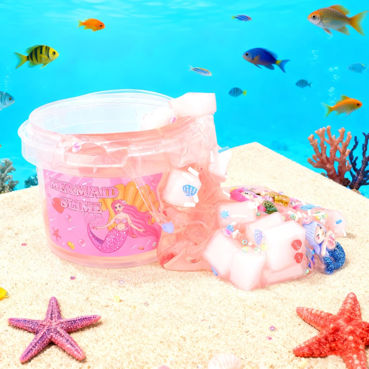 Mermaid Crystal Slime, Pink Set for Girls Aged 8-12, Toys for Girls and Boys, Children's Set Party Set, Goodie Bag Stuffers, 4 5 6 7 8 9 10-Year-Old Girl's Birthday Gift, Cute Things