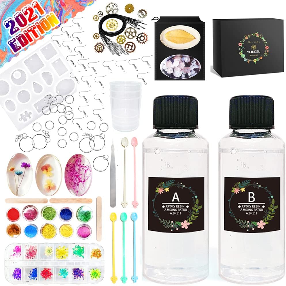 Resin Kits for Beginners, Resin Jewelry Making Supplies with Molds - Silicone Casting Mold, Tools Set and Clear Epoxy Resin for DIY Jewelry Craft - Resin Jewelry Making Starter Kit