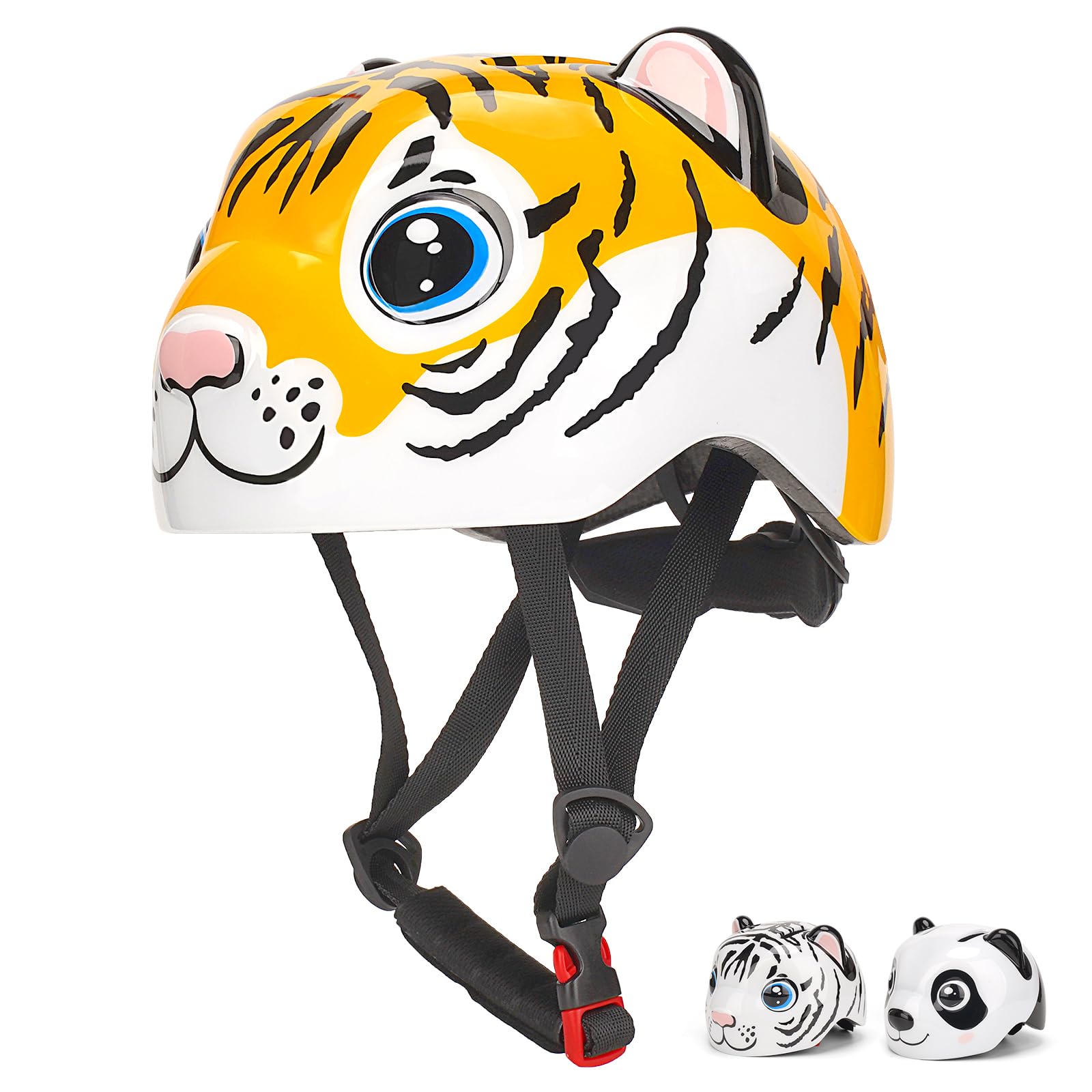 Casco Bici Bimbi Design Animale - Regolabile Leggero 47-54 cm | Assorbimento urti 90%, EPS alta densità, 18 ventilazioni, 215g, per monopattino e pattini, età 2-6 anni ﻿ ﻿