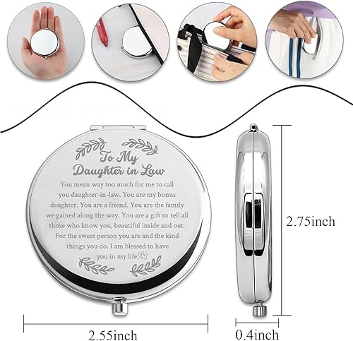Miniatura 2 de PLITI Espejo compacto para nuera de suegra, suegra a mi nuera, espejo de bolsillo de boda (hija en ley CM)