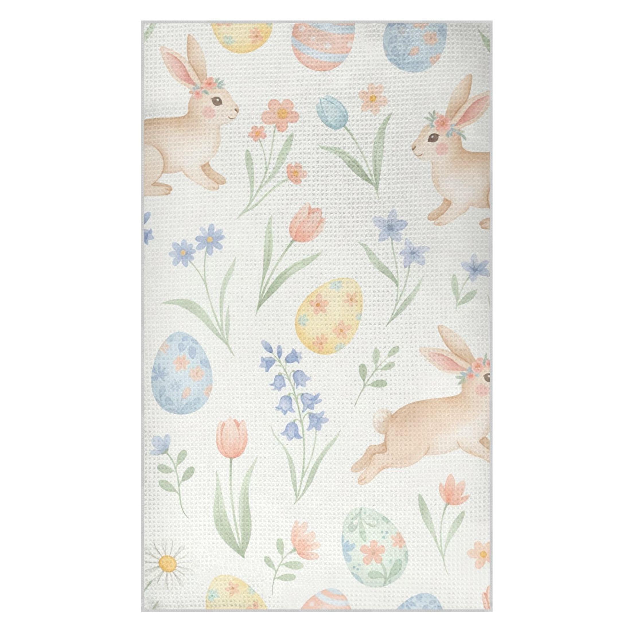 Kutsu Bunny Waffle Weave Kitchen Towels Absorbent Quick Drying Dish Towels for Kitchen, Decorative Tea Towel, 18x30 in