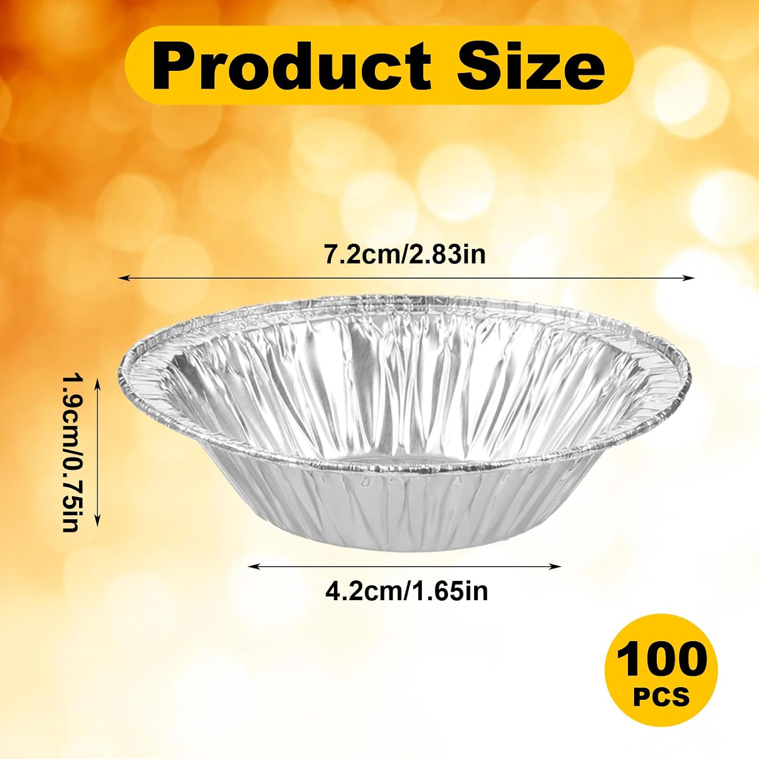 100 Pack Disposable Ramekins Egg Tart Baking Cups 4.2x1.5cm Mini Pie Tins Round Pie Tart Small Tin Foil Pans Aluminum Foil Mini Pans Tin Baking Cups for Cooking Baking-Supplies