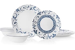 Vitrelle 12-Piece Corelle Dishes Set for 4 | Artemis Dinnerware Service