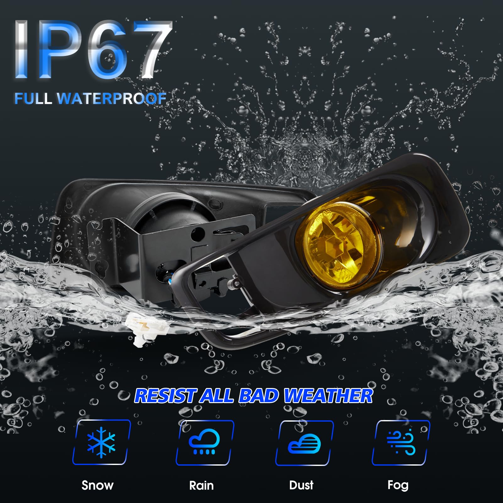 Fog Light Kit With Wiring & Switch – Yellow Lens For 1999-2000 Honda Civic (H3 12V 55W Halogen)