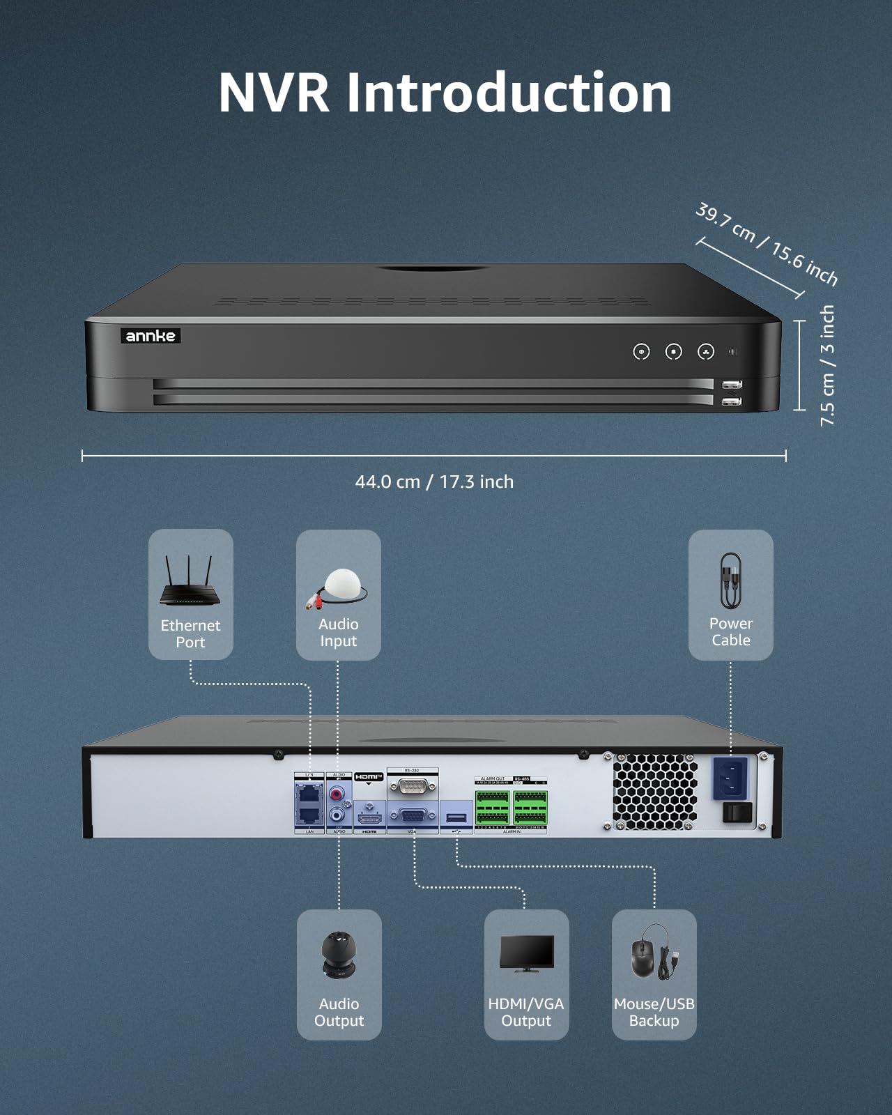 ANNKE Videoregistratore di rete 32CH 12MP senza porta PoE, H.265+ 32 canali NVR con rilevamento di movimento AI, compatibile con telecamere IP PoE ANNKE 12MP/8MP/5MP/4MP per sorveglianza domestica e