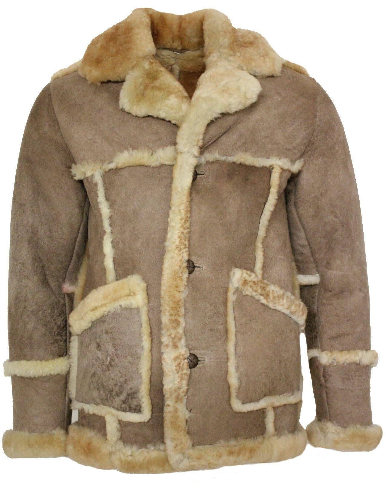 Infinity Leather Men's Beige Designer Long Winter Real Sheepskin Coat