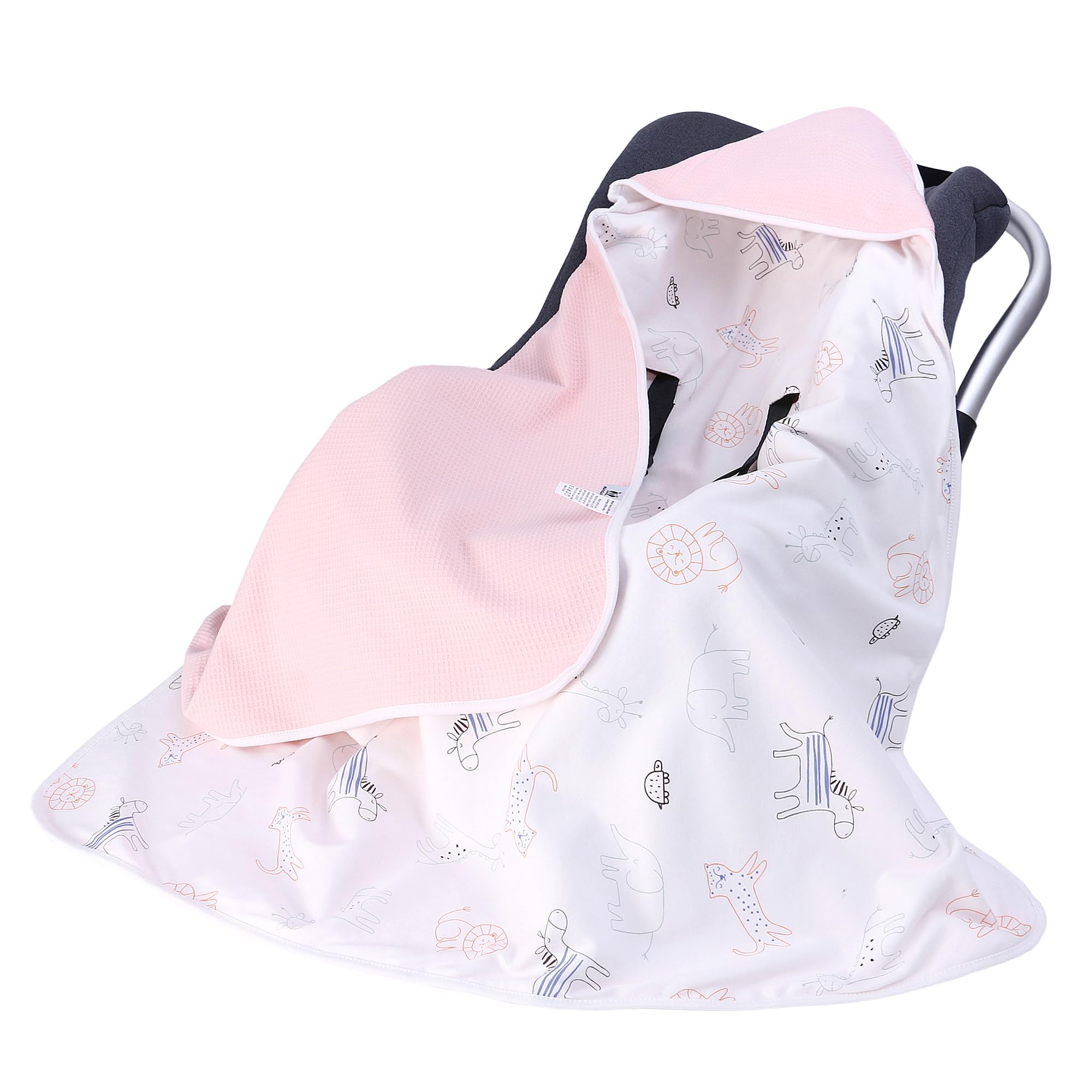 Miracle Baby Car Seat Swaddle Blanket for Babies, Waffle Carseat Blanket for Infants Newborn, Double-Layered Suitable for All Seasons 35.4"x35.4" (