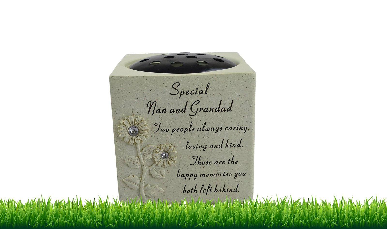 Memorial Graveside Pot Verse Flowers Diamante Rose Grave Pot Vase Special Missed - Special Nan and Grandad