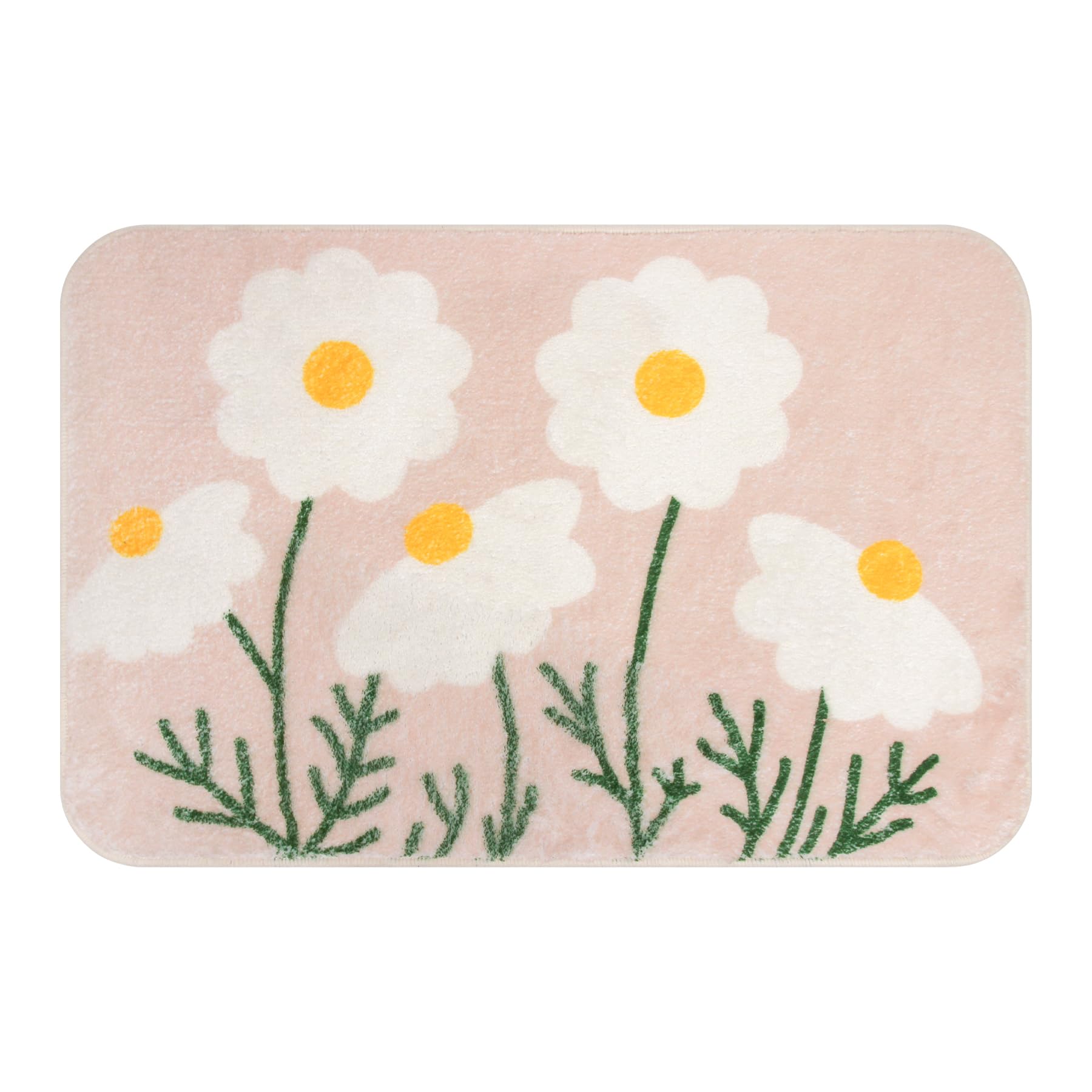 Spesh Bath Mat for Bathroom 40x60 cm Non Slip Bathroom Floor Mat Soft Flower Bath Rug, Durable and Machine Washable(Daisy)