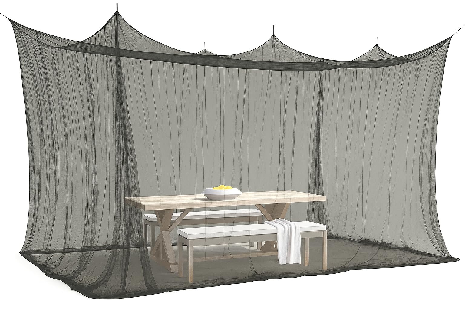Mosquitera para interior y exterior, 300 x 500 x 250 cm, malla 220, para exterior e interior, XXL, mosquitera para tienda de campaña, caravana, color negro 5 m de largo