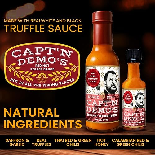 Miniatura 4 de CAPTAIN DEMO's BIG TRUFFLE - Salsa de pimiento rojo picante, el paquete original de botella individual con botella de viaje, salsa picante gourmet