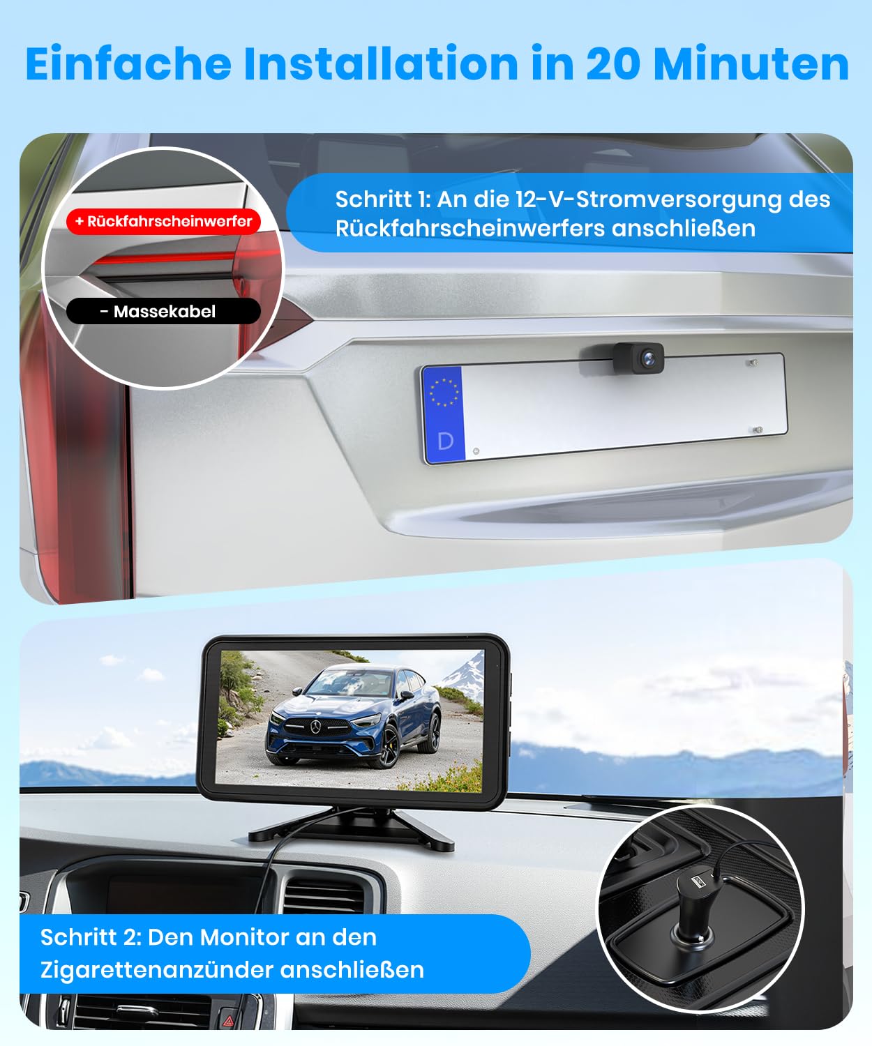 Telecamera Retromarcia Digitale Wireless per K7PRO, Telecamera per Retrovisione Impermeabile IP68 con Visione Notturna