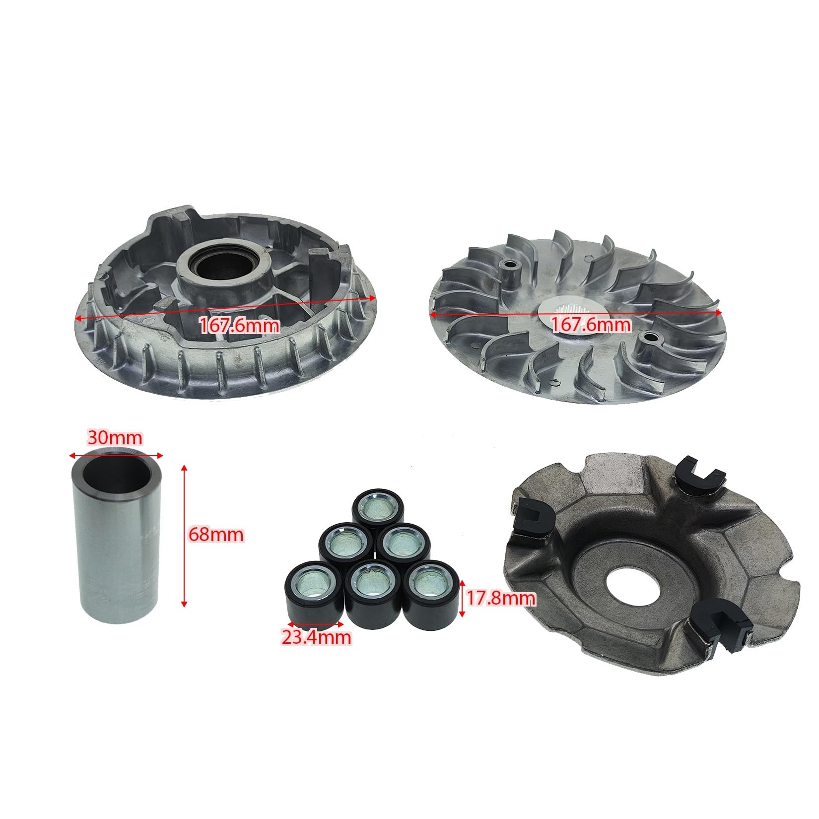 Misura for H-nda NSS350 Forza350 SH350 ADV350 350cc Scooter Variatore Drive Face Puleggia Assy 23g Set di Rulli Perline Piastra Boss B(BOSS B)