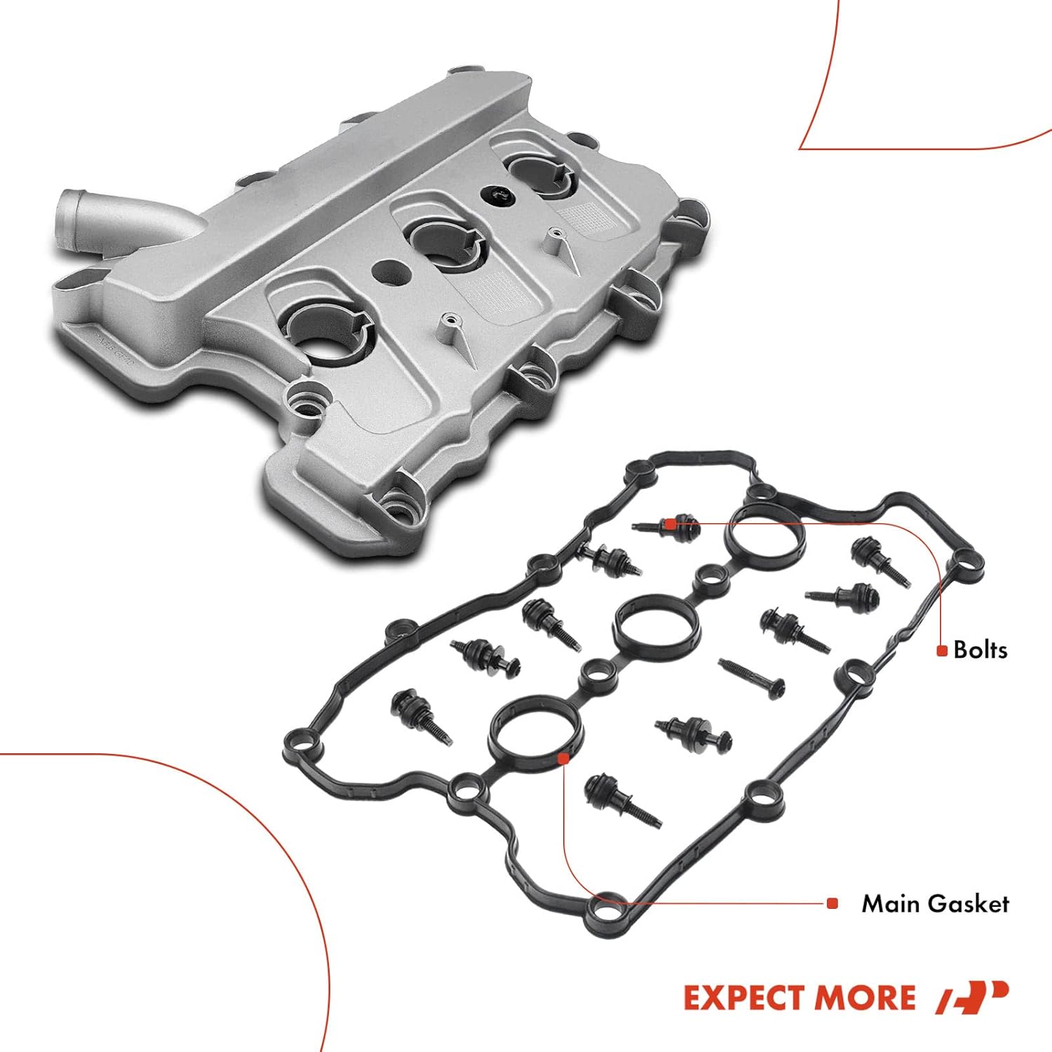 A-Premium Right Engine Valve Cover, with Gasket & Bolts, Compatible with Audi A4 Quattro, A5 Quattro, A6 Quattro, A7 Quattro, A8 Quattro, Q5, Q7, S4, S5, SQ5, Touareg, 2.8L 3.0L 3.2L