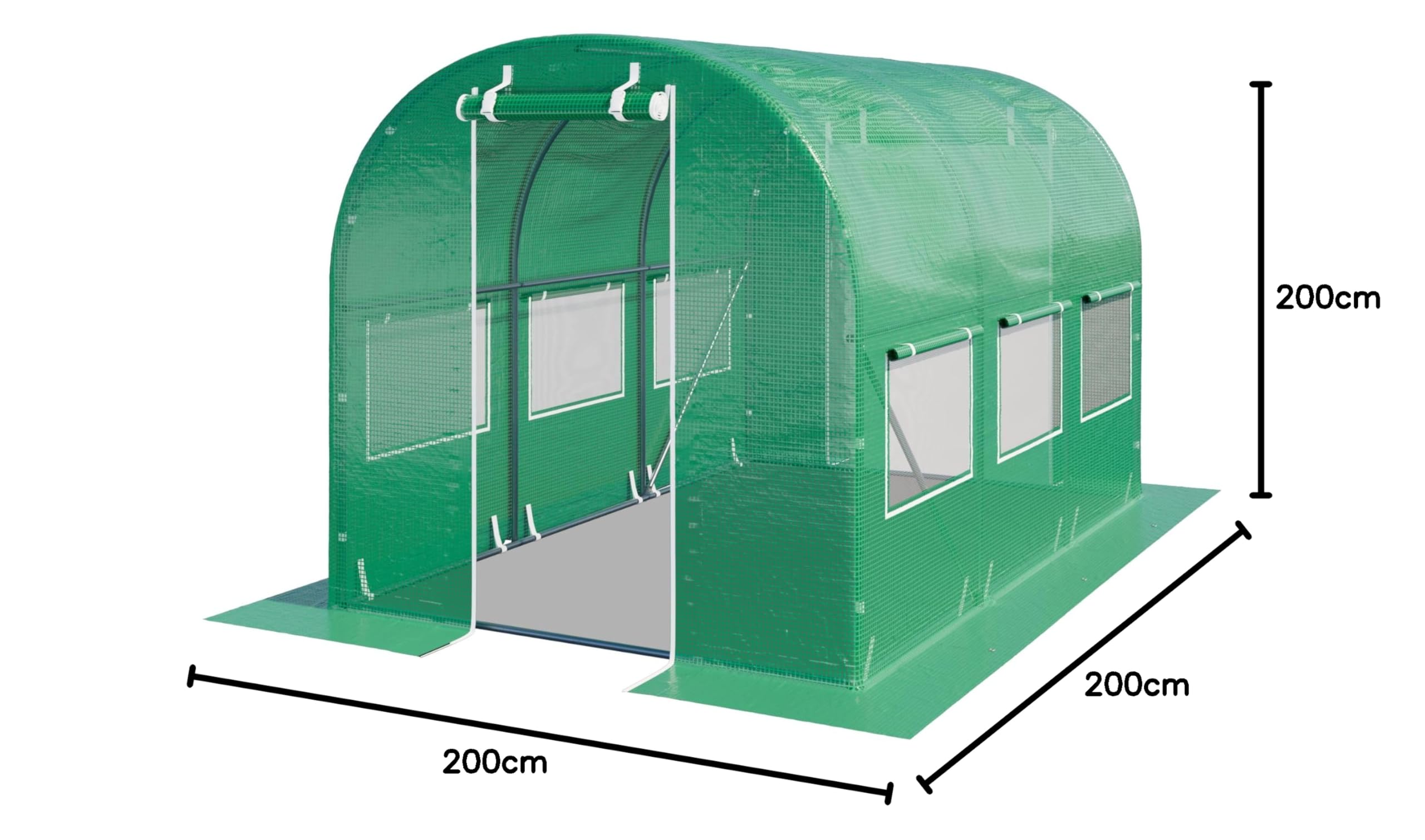 TOOLPORT Foliengewächshaus Gewächshaus 2x3m stabil & langlebig mit Fenster - reißfeste PE Plane 180g/m² grün transparent