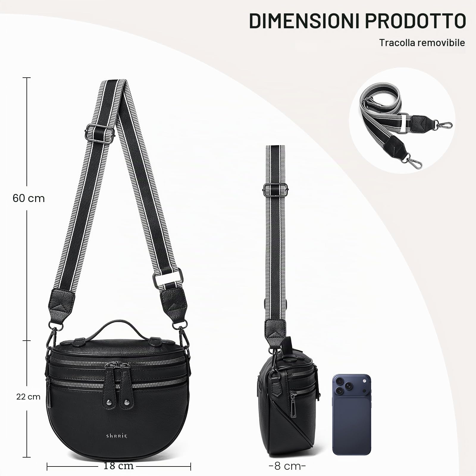 Shrrie Crossbody tasche per donne, Vegan cuoio tasca per donne borsa a spalla, borse portatili borsa al seno con cintura larga