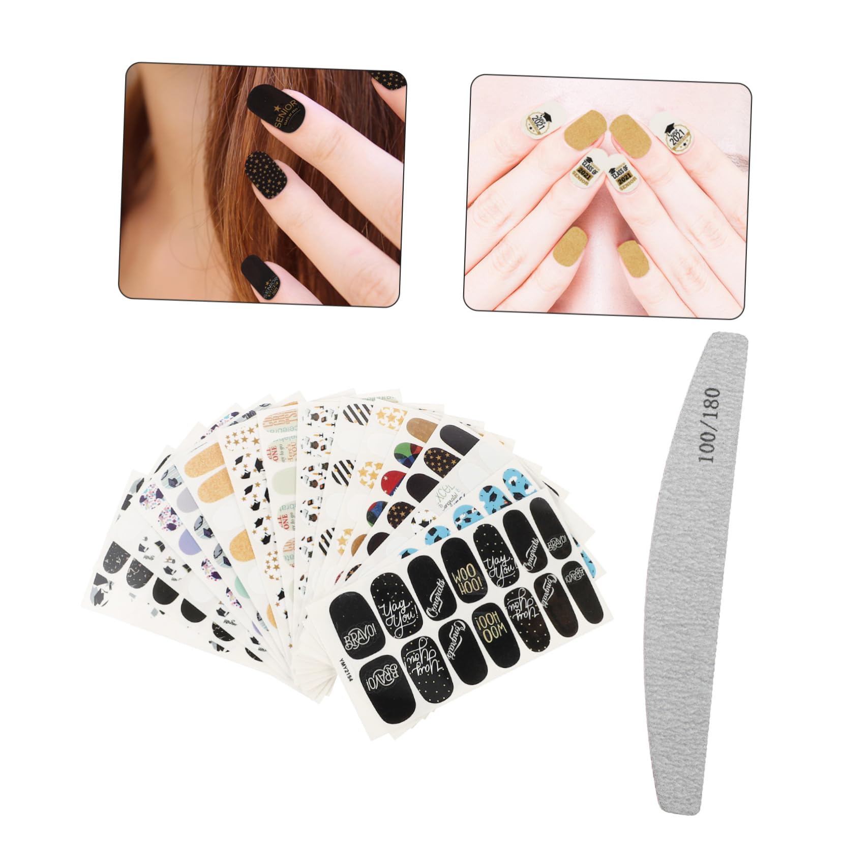 Healeved 48fogli Adesivi Per Unghie Tema Laurea Decorazioni Uniche e Colorate Per Nail Art Per Festeggiamenti e Feste Di Laurea