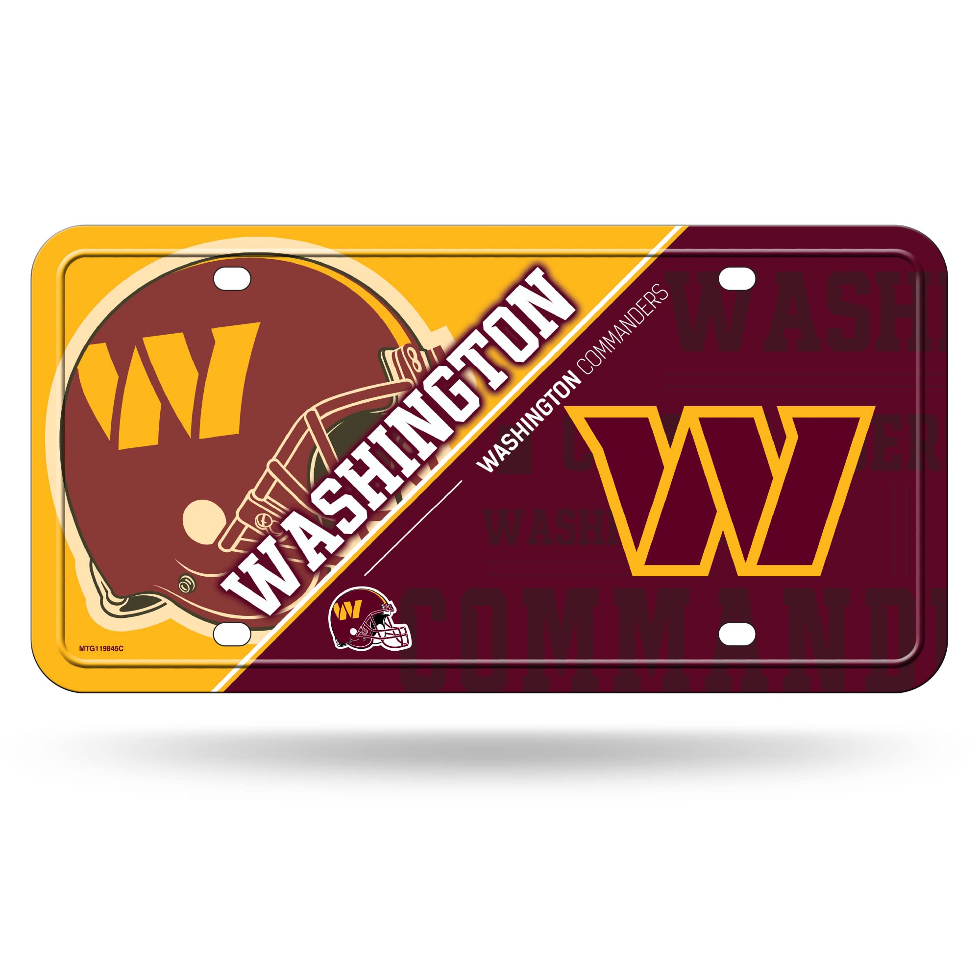 Rico Industries NFL Washington Commanders Split Metal Auto Tag 8.5" x 11" - Great for Truck/Car/SUV