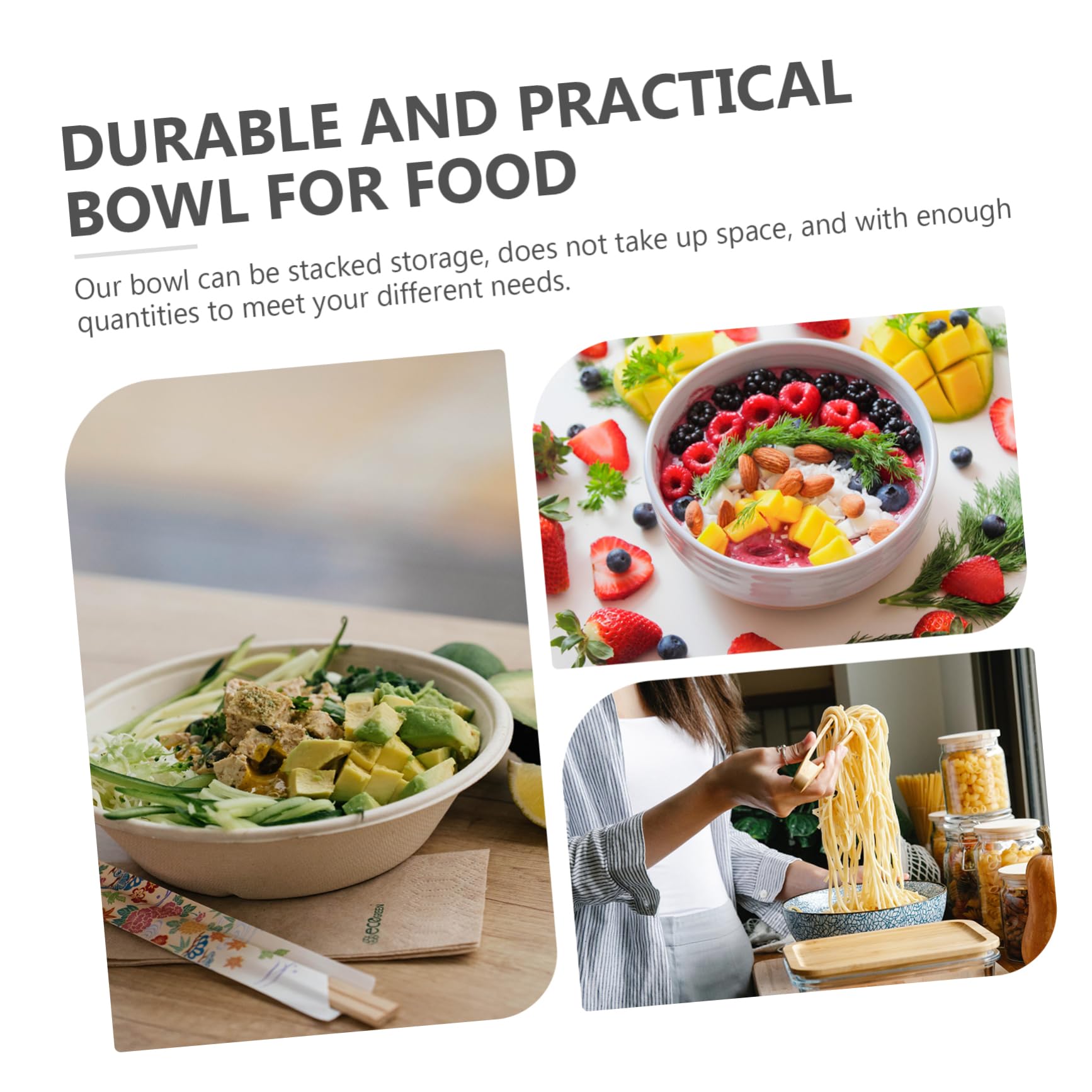 BRIGHTFUFU 12Pcs Plastic Bowls Translucent Dinnerware for Rice Salad Soup Lightweight Unbreakable Bowls for Home Kitchen and Restaurant Use