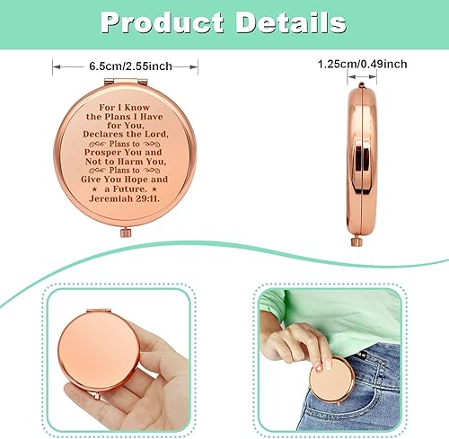 Miniatura 4 de Regalos cristianos para mujeres, regalos inspiradores para niñas, espejo de maquillaje compacto para amiga, hermana, versículo de la Biblia, regalo