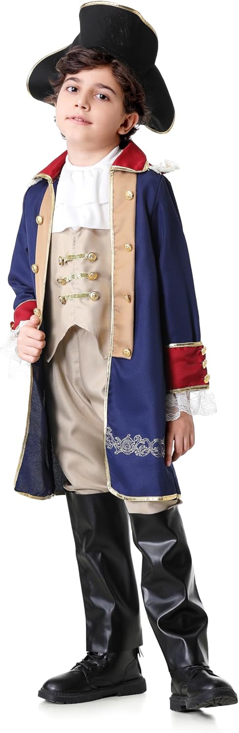 GRAJTCIN Colonial Costume Boys Revolutionary War Costume Kids 18th Century Historical Halloween Costume - Image 7