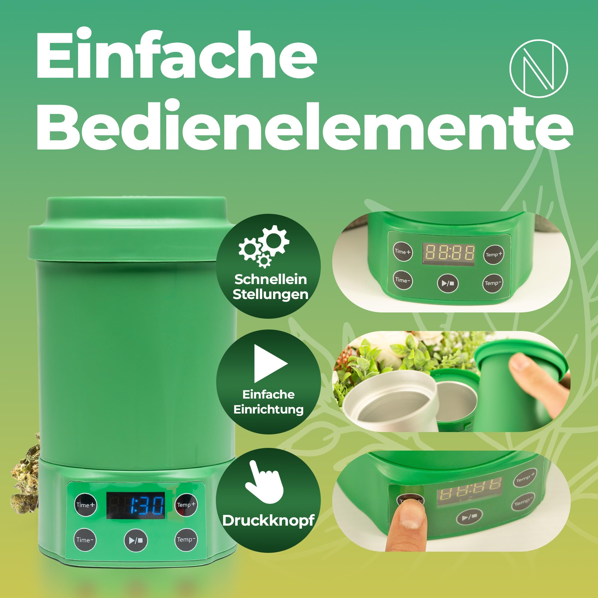 Nebula Boost-Dekarboxylator Und Aufgussgerät | Verschwendungsfreier | Grün | Aktivierung Von Kräutern Und Aufguss Von Butter Und Ölen. Einfache Bedienung, Buttergerät, Neuer Deckel