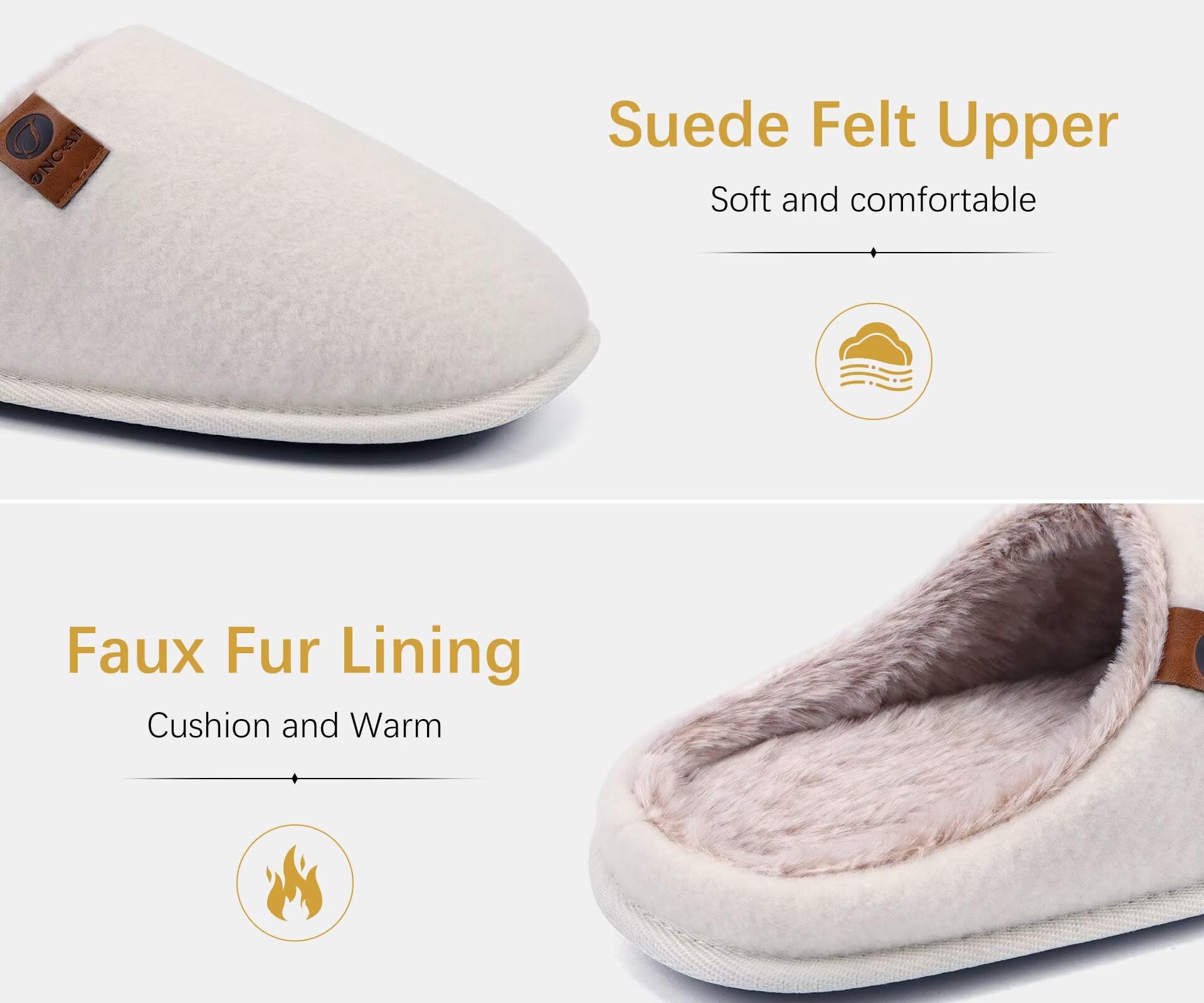ONCAI Pantofole da Uomo Invernali, Comoda Memory Foam Calde Scarpe da Casa in Lana Con Suola Antiscivolo Taglia 40-49 EU