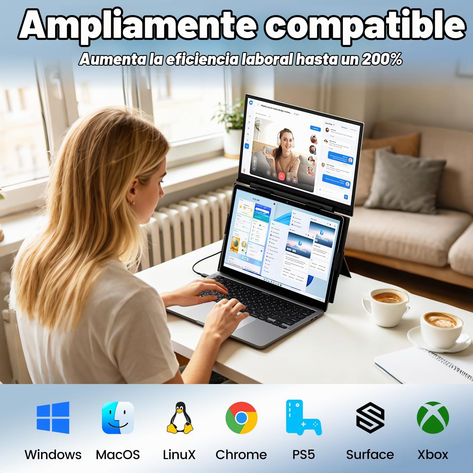 KEFEYA Monitor Portátil 14 Pulg Ultra-Ligero FHD 1080P IPS para PC 13-17.3"