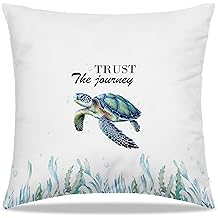 Dibor Coastal Beach Sea Turtle Throw Pillow Covers 18x18 in, Ocean Beach Marine Biology Decorative Couch Cushion Covers, Sea Turtle Gifts for Women, Pillow Case for Home Living Room