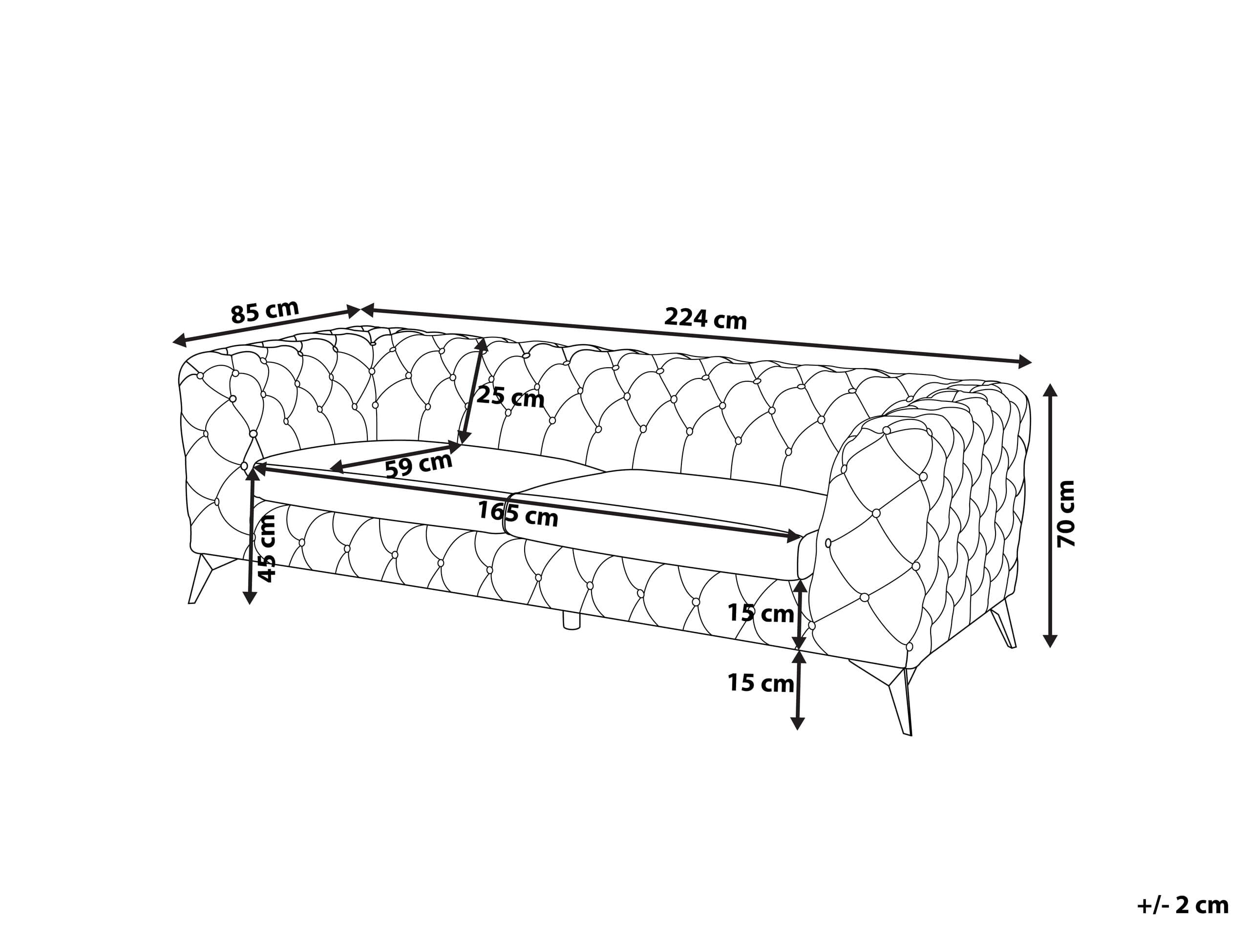 Beliani Klassisches Polstersofa Samtstoff Chesterfield Style grün Sotra