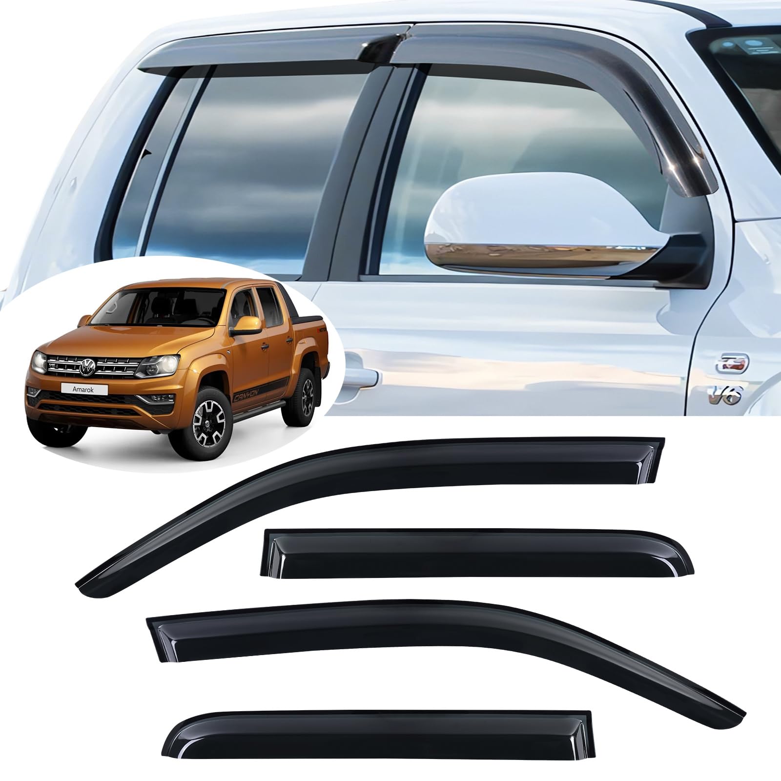Déflecteurs d'air pour VW AMAROK Volkswagen 2009-2022 V6 / Aventura/Trendline/Startline/Highline Double Cabine