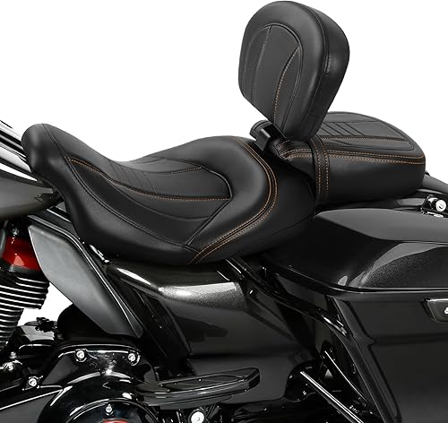 Miniatura 160 de TCT-MOTORPARTS Low-Profile Pillion 2-Up Seat Driver Passenger Seat & Rider Pad Fit For Harley Road Street Glide 2009-2023