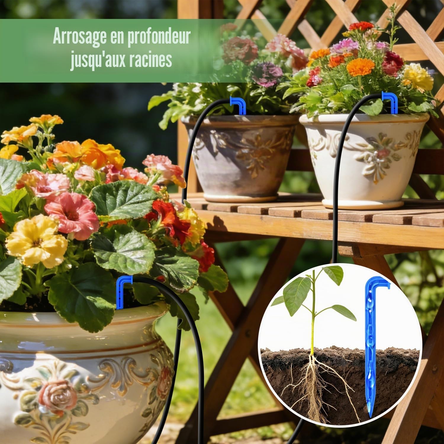 Système d'arrosage automatique solaire 6W, irrigation goutte à goutte programmable pour 30 plantes, pompe submersible 800ml/min, batterie 2200mAh, jardin balcon terrasse serre – IP65 étanche