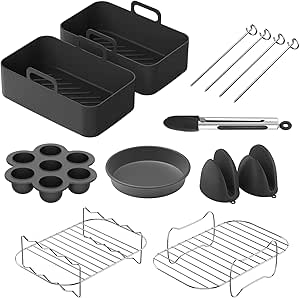 2 Plateaux D'égouttage Pour Friteuse à Air - Antiadhésifs, Avec Trou Vidange | Compatible PowerXL 6QT 10QT, Four