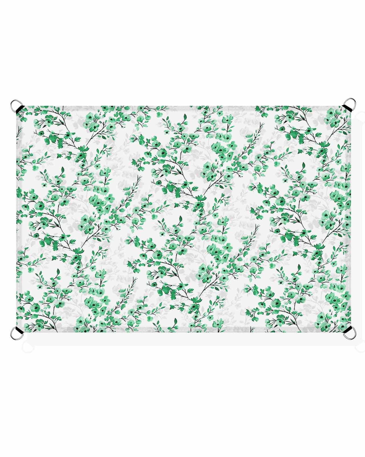 Boanket Sun Shade Sail 6.5' x 10', Green Botanical UV Block Sun Sails Shades, Watercolor Spring Floral Pastoral Summer Flower Shade Cloth for Patio Deck Garden Lawns Beach Backyard